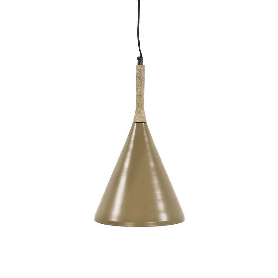 Pomax Brampton - Hanglamp - Metaal / Mangohout - Dia 25 X H 42 Cm - Latte | Hanglampen