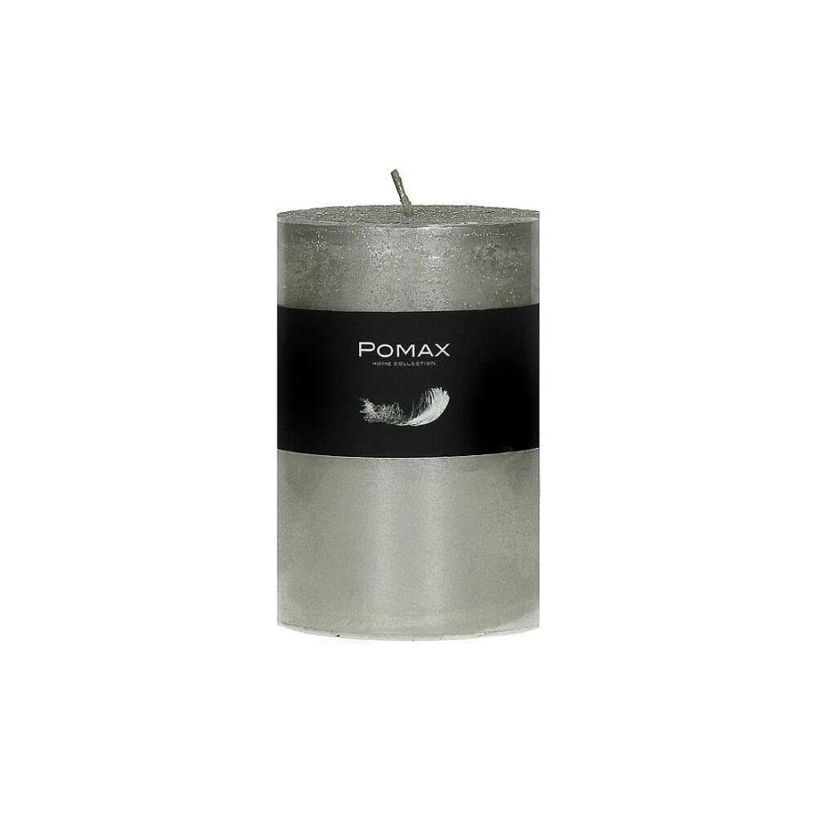 Pomax Candle - Kaars - Paraffine Wax - Dia 7 X H 10 Cm - Zilver | Kaarsen