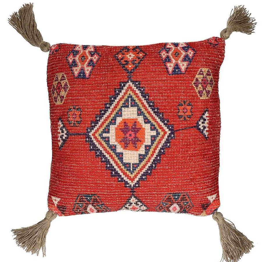 Pomax Aida - Kussen - Katoen / Jute - L 45 X W 45 Cm - Rood | Kussens