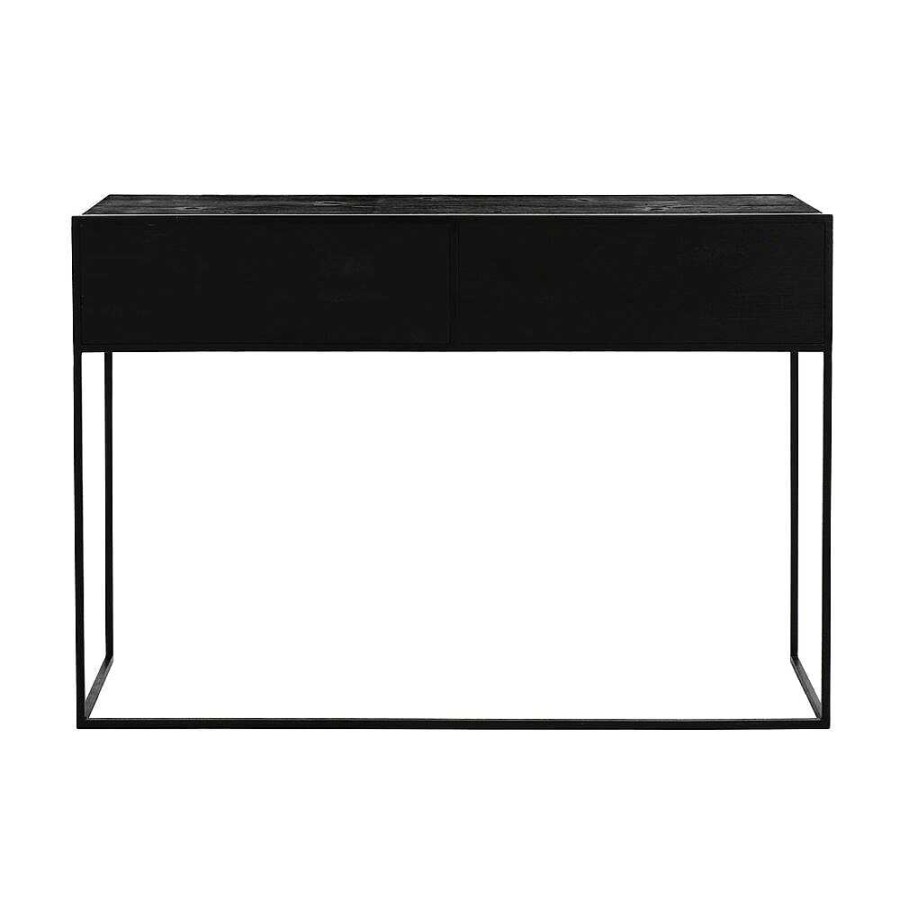 Pomax Eszential - Console Meubel Met 2 Lades - Metaal / Sparrenhout - L 120 X W 30 X H 80 Cm - Zwart | Consoles