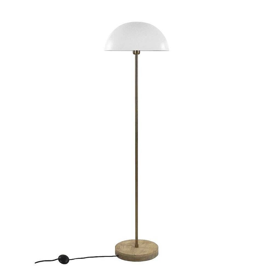 Pomax Suzette - Vloerlamp - Ijzer / Mangohout - Dia 39 X H 144 Cm - Wit | Staanlampen