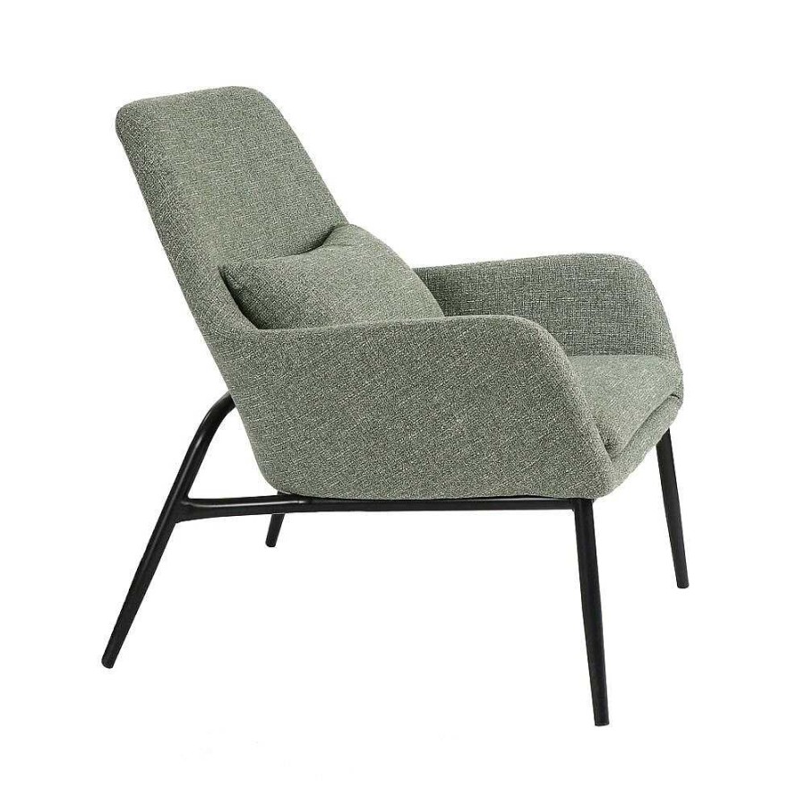 Pomax Hailey - Relax Stoel - Stof / Metaal - L 66 X W 75 X H 77 Cm - Groen | Zetels