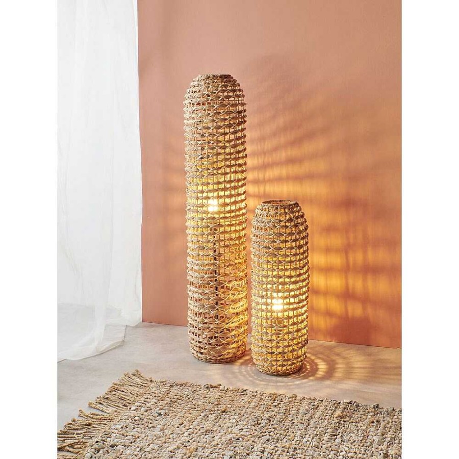 Pomax Rota - Vloerlamp - Waterhyacint / Rotan - Dia 22 X H 70 Cm - Naturel | Staanlampen