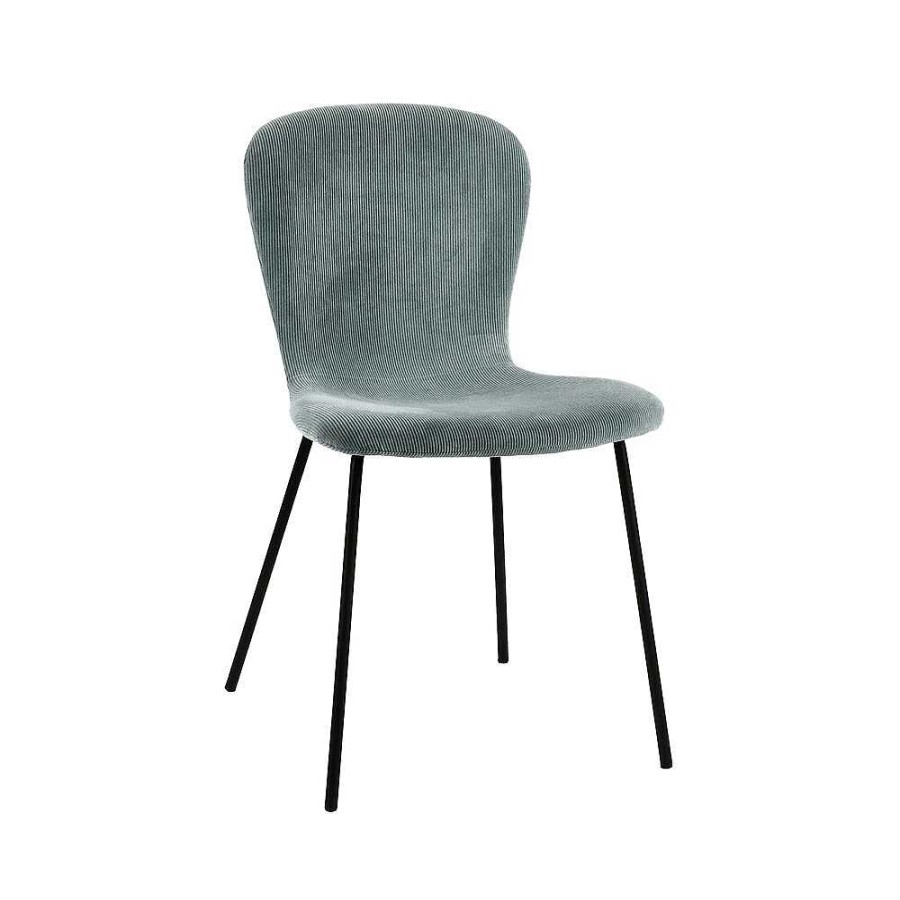 Pomax Daia - Stoel - Fluweel / Metaal - L 53 X W 49 X H 80 Cm - Grijsgroen | Stoelen