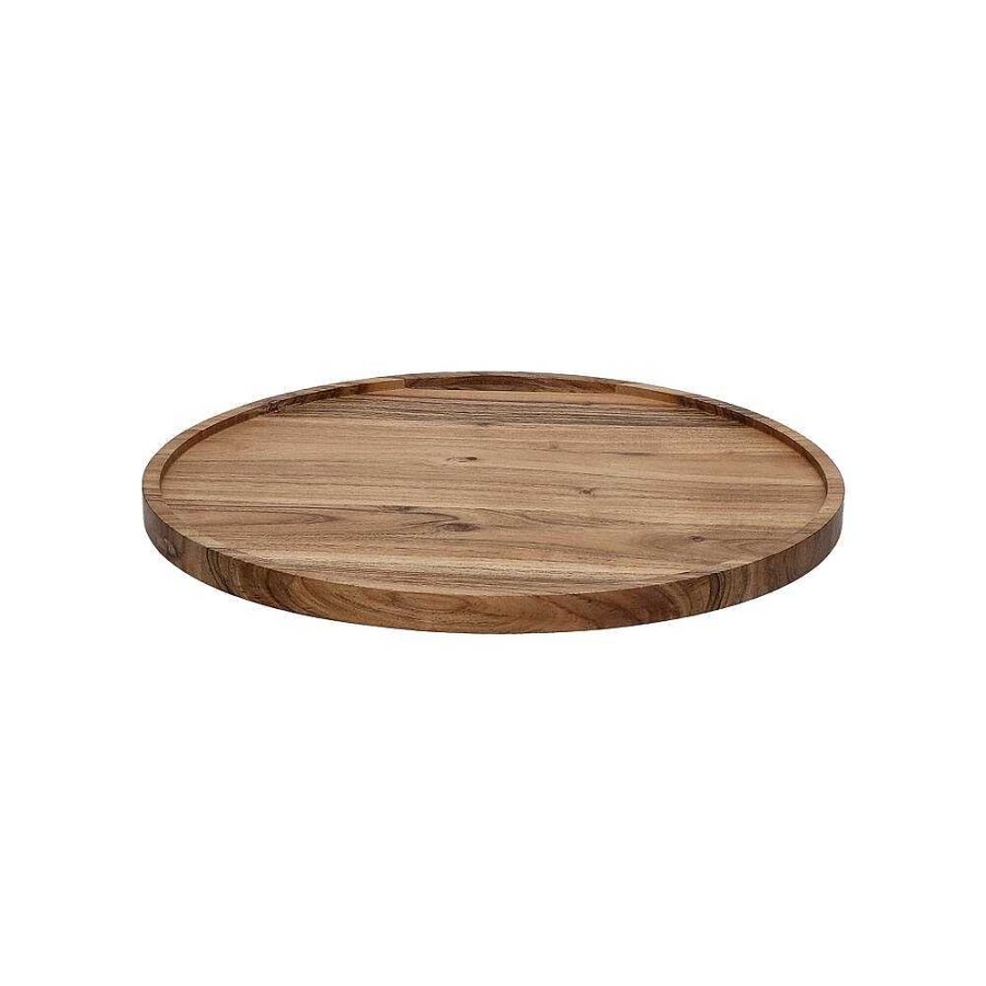 Pomax Manhattan - Schotel - Acacia Hout - Dia 35 X H 1,8 Cm - Naturel | Dienbladen