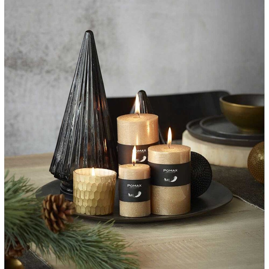 Pomax Candle - Kaars - Paraffine Wax - Dia 5 X H 8 Cm - Champagne | Kaarsen