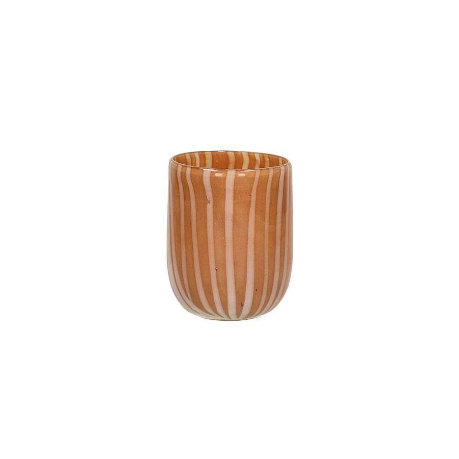 Pomax Cannes - Vaas/Windlicht - Glas - Dia 9 X H 11 Cm - Amber | Windlichten / T-Lichten