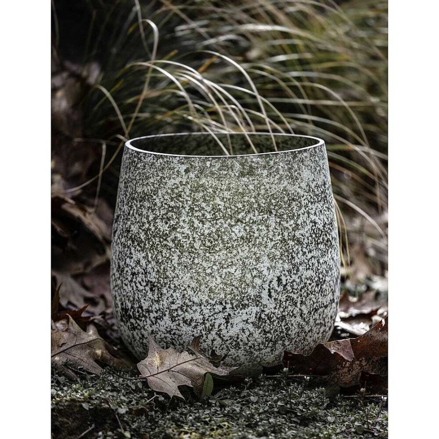 Pomax Rock - Bloempot - Glas - Dia 25 X H 25 Cm - Grijs | Potten