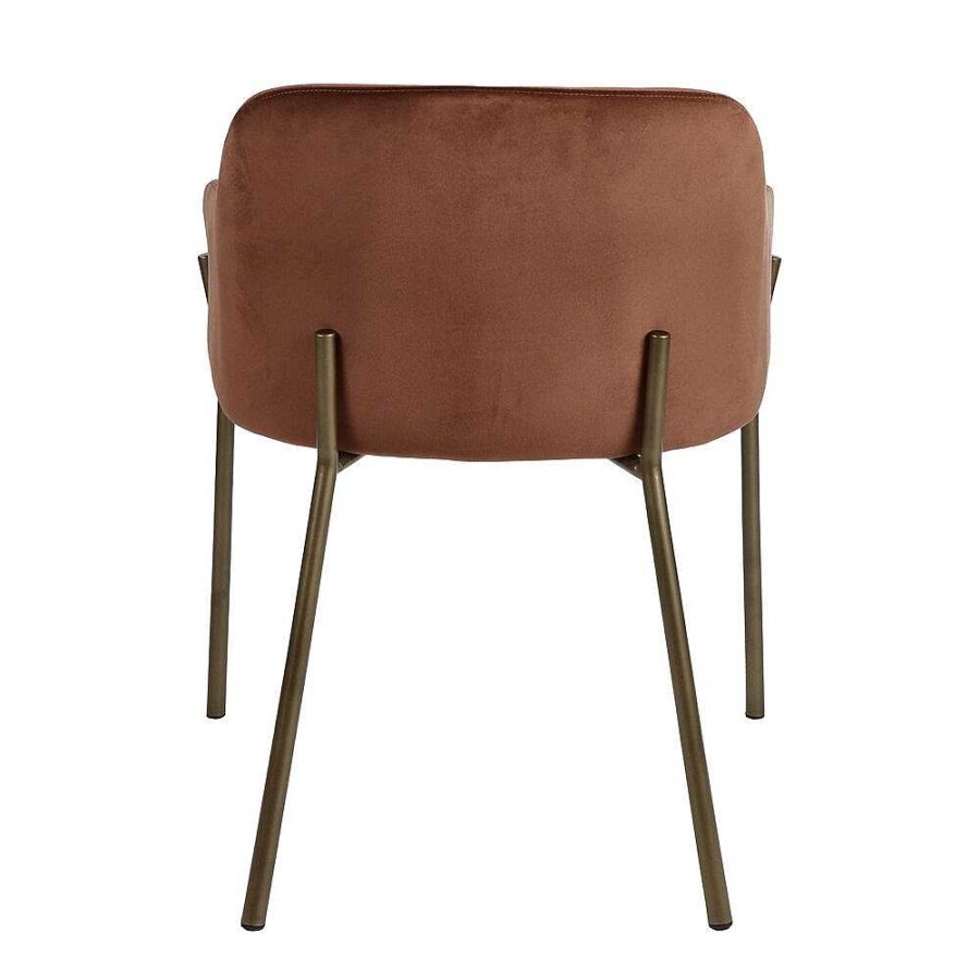 Pomax Louise - Stoel - Fluweel / Metaal - L 60 X W 58 X H 79 Cm - Kaneel | Stoelen