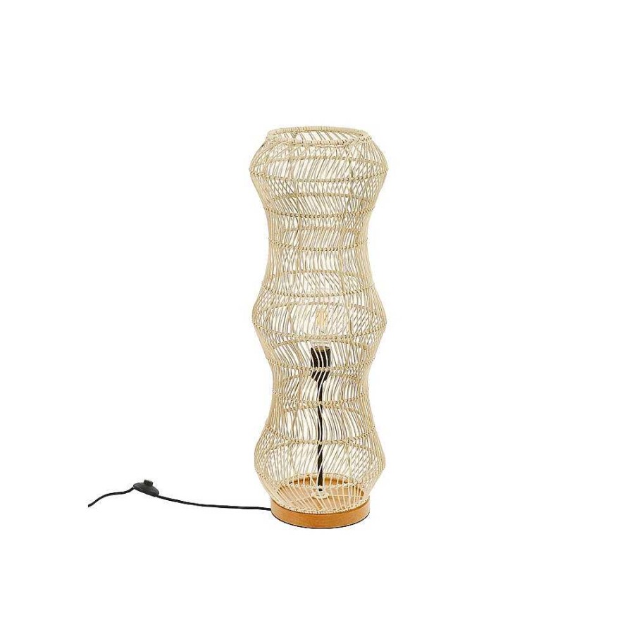 Pomax Surya - Vloerlamp - Rotan / Hout - Dia 25 X H 70 Cm - Wit | Staanlampen