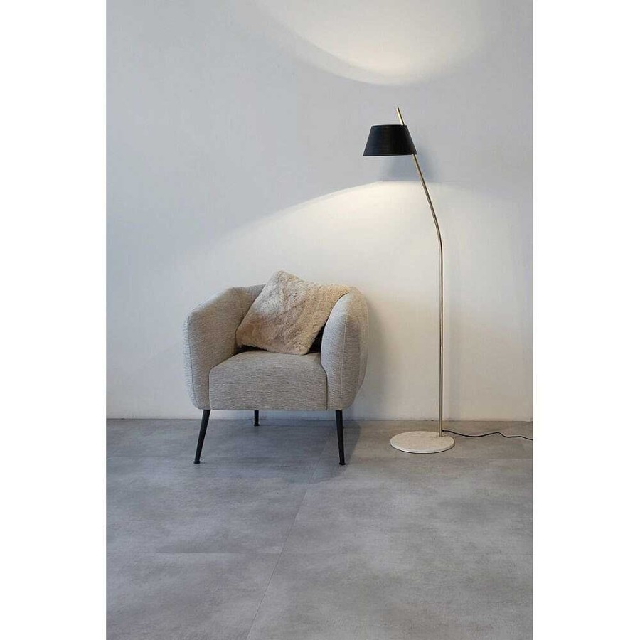 Pomax Kukui - Vloerlamp - Metaal / Marmer - L 26 X W 42 X H 150 Cm - Zwart | Staanlampen