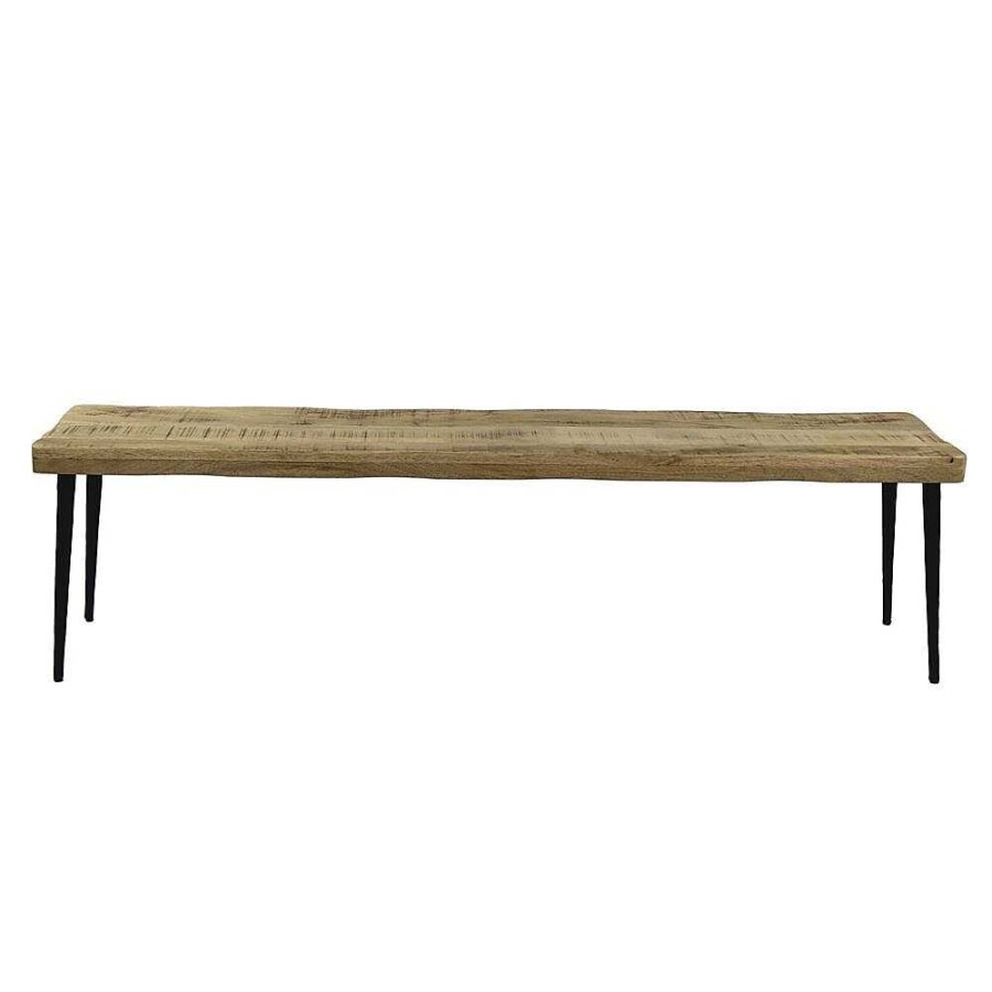 Pomax Legno - Bank - Mango Hout / Metaal - L 165 X W 36 X H 43 Cm | Banken