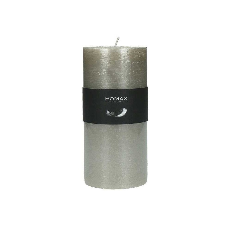 Pomax Candle - Kaars - Paraffine Wax - Dia 7 X H 14 Cm - Zilver | Kaarsen