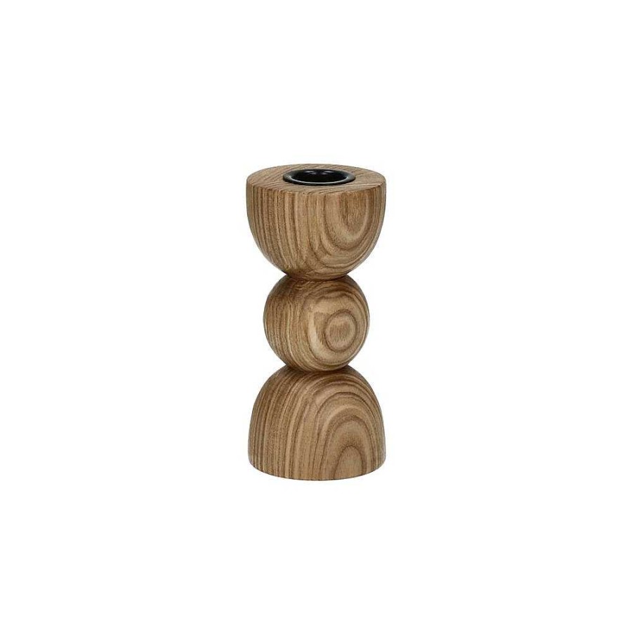 Pomax Florence - Kandelaar / Bloempot - Essenhout - Dia 6 X H 12 Cm - Naturel | Kandelaars