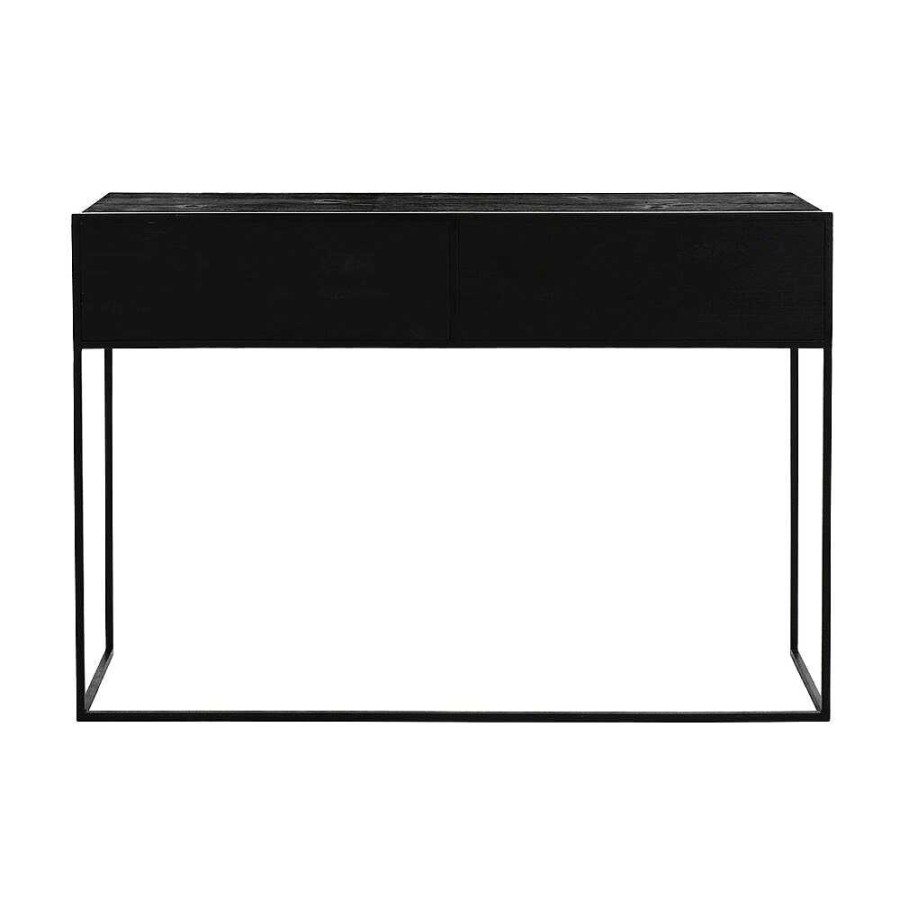 Pomax Eszential - Console Meubel Met 2 Lades - Metaal / Sparrenhout - L 120 X W 30 X H 80 Cm - Zwart | Consoles