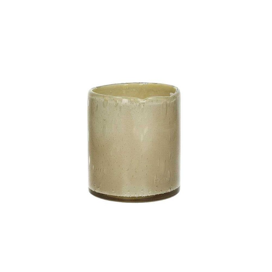 Pomax Firenze - Windlicht - Glas - Dia 12,5 X H 14 Cm - Beige | Windlichten / T-Lichten