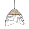 Pomax Trix - Hanglamp - Metaal / Rotan - Dia 48 X H 32 Cm - Naturel/Zwart | Hanglampen