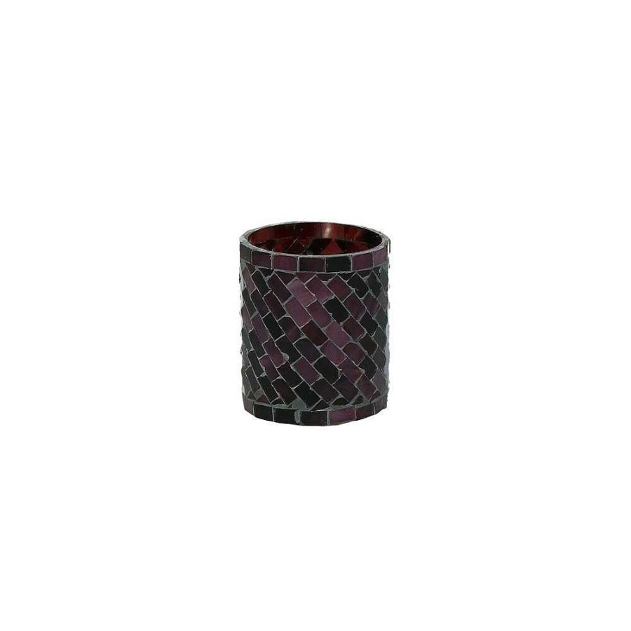 Pomax Alhambra - Theelichthouder - Mozaiek Glas - Dia 7 X H 8 Cm - Aubergine | Windlichten / T-Lichten