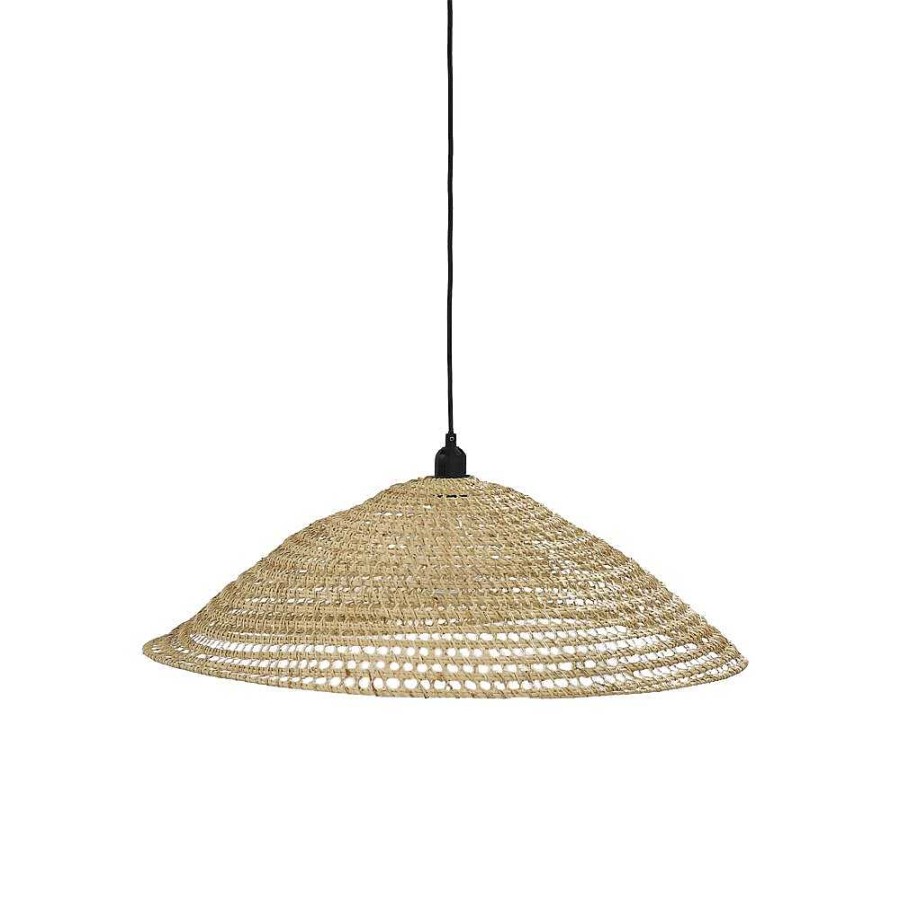 Pomax Uzes - Hanglamp - Rotan / Metaal - Dia 70 X H 20 Cm - Naturel | Hanglampen