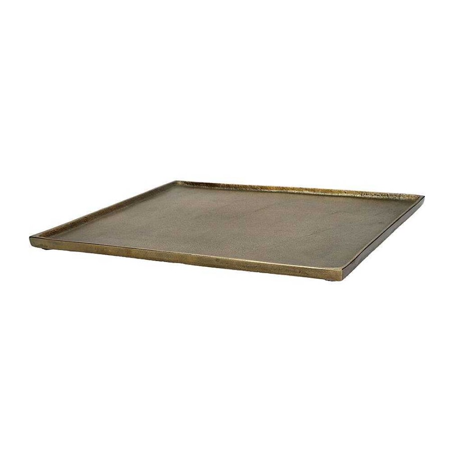 Pomax Sinclair - Schotel - Aluminium - L 39 X W 39 X H 1,5 Cm - Brass | Schalen & Manden