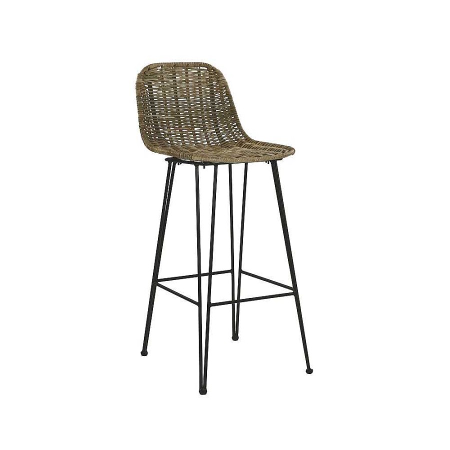 Pomax Luce - Barstoel - Rotan / Metaal - L 43 X W 40 X H 91 Cm | Barstoelen