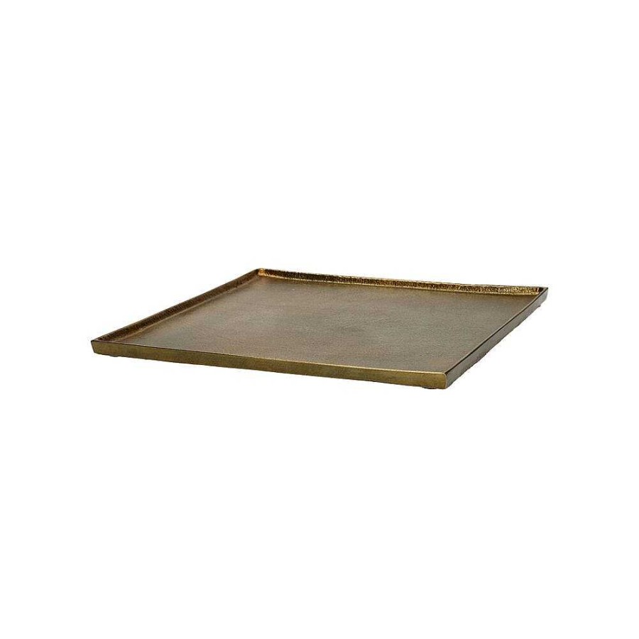 Pomax Sinclair - Schotel - Aluminium - L 29,5 X W 29,5 X H 1,5 Cm - Brass | Schalen & Manden