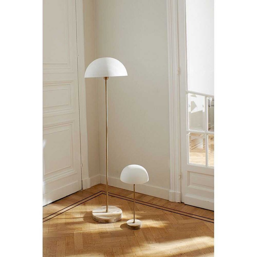 Pomax Suzette - Vloerlamp - Ijzer / Mangohout - Dia 39 X H 144 Cm - Wit | Staanlampen