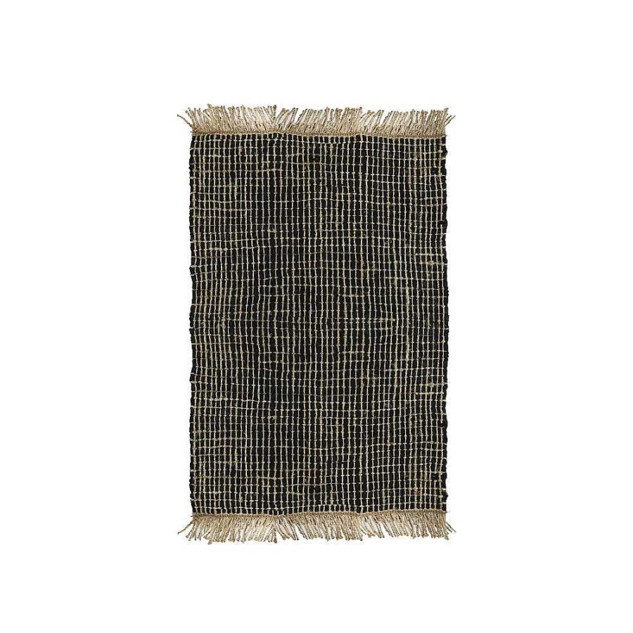 Pomax Joot - Tapijt - Gerecycleerd Leder / Jute - L 120 X W 180 Cm - Zwart | Tapijten