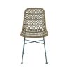 Pomax Rodos - Stoel - Rotan / Metaal - L 43,5 X W 56,5 X H 80 Cm - Grijsblauw | Stoelen