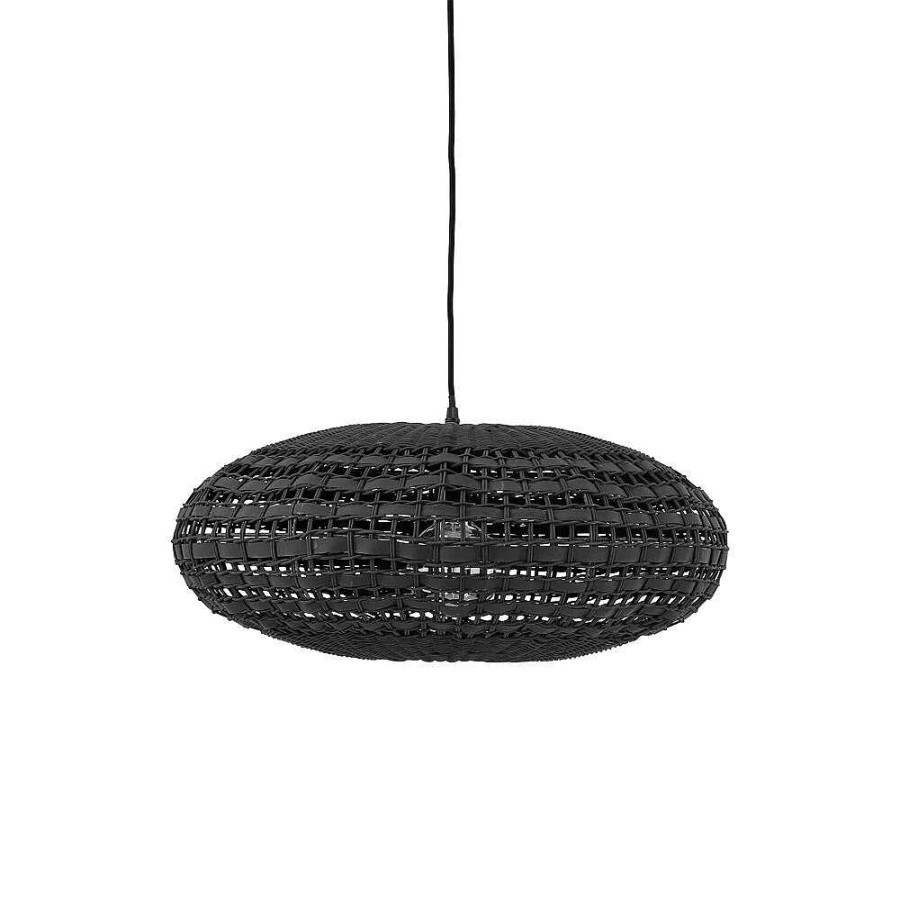 Pomax Rota - Hanglamp - Rotan / Hout - Dia 56 X H 24 Cm - Zwart | Hanglampen