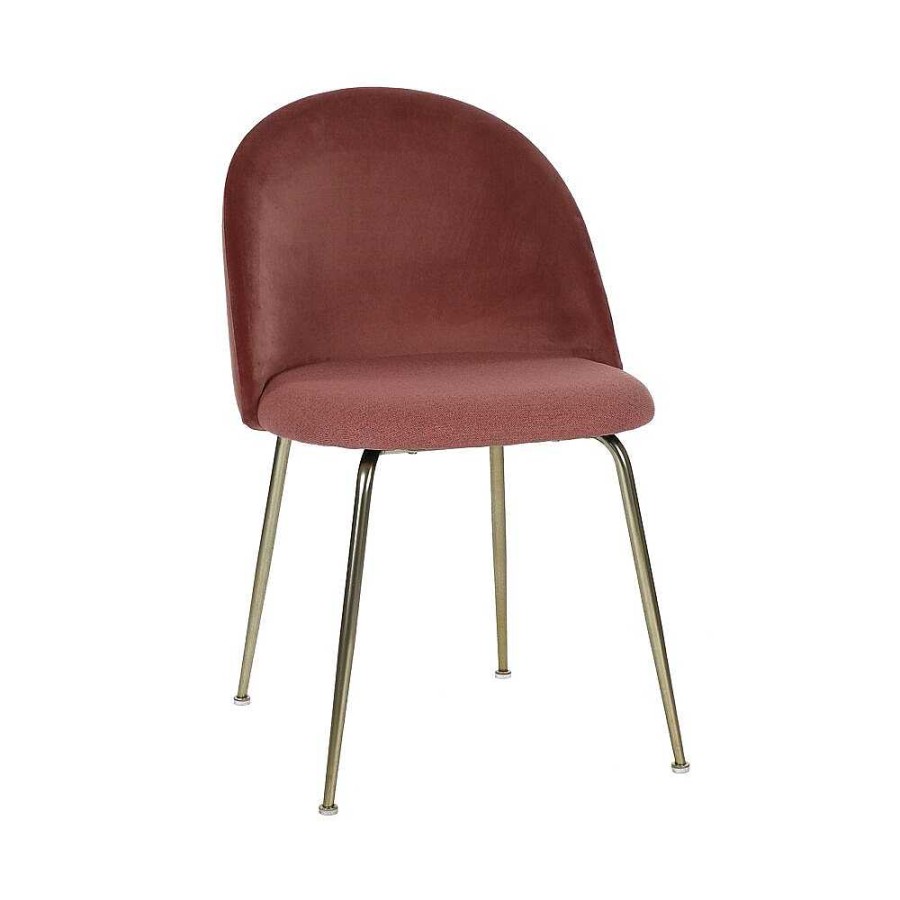 Pomax Norah - Stoel - Stof / Metaal - L 47 X W 54 X H 77 Cm - Poederroos | Stoelen