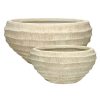 Pomax Boda - Set/2 Bloempotten - Fibre Klei - Dia 36/45 X H 18/21 Cm - Naturel | Potten