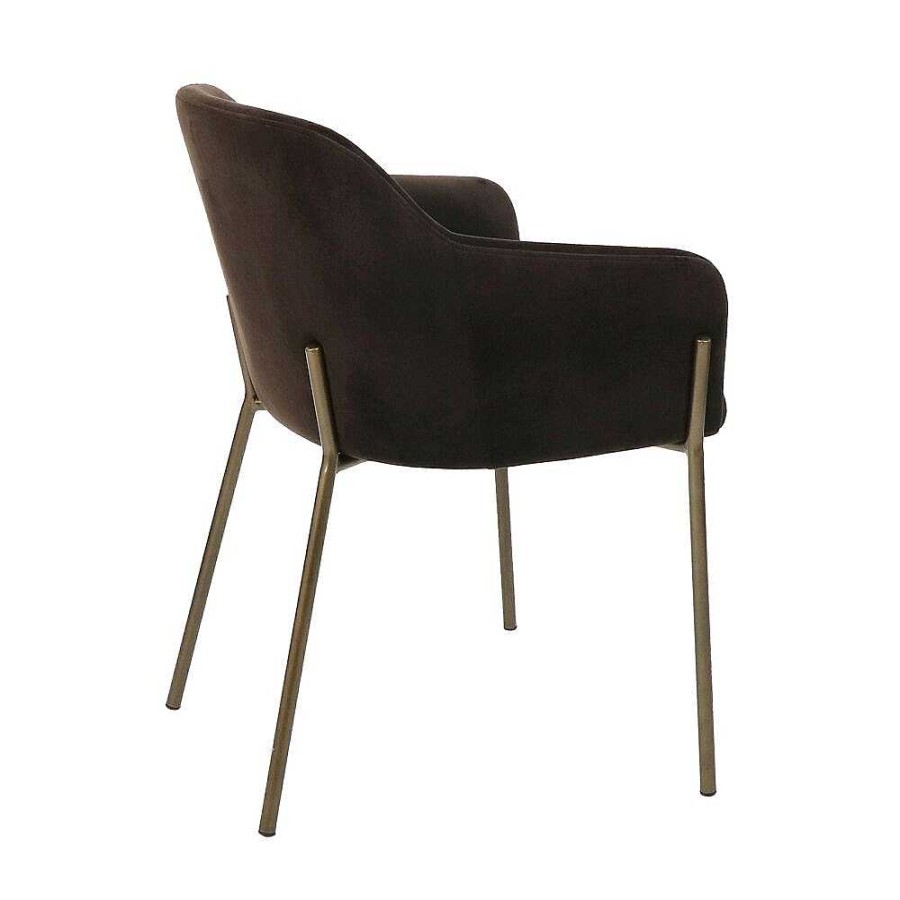 Pomax Louise - Stoel - Fluweel / Metaal - L 60 X W 58 X H 79 Cm - Donkerbruin | Stoelen