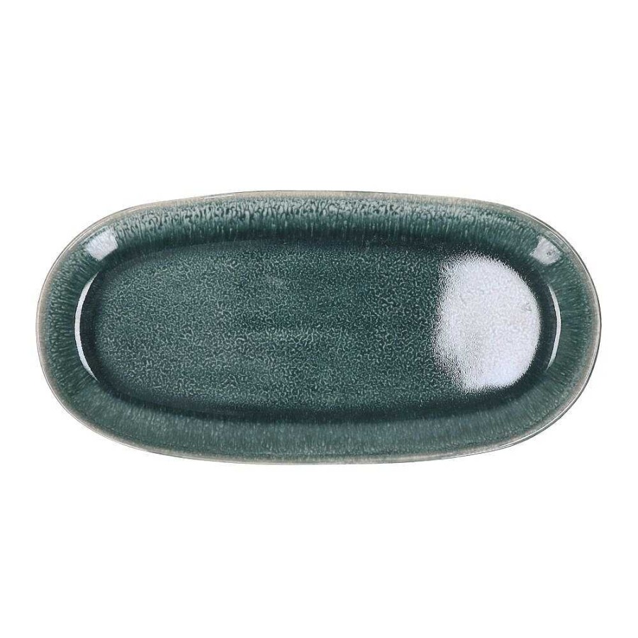 Pomax Audrey - Ovaal Bord - Steengoed - L 27 X W 13 X H 2,3 Cm - Wintergroen | Servies