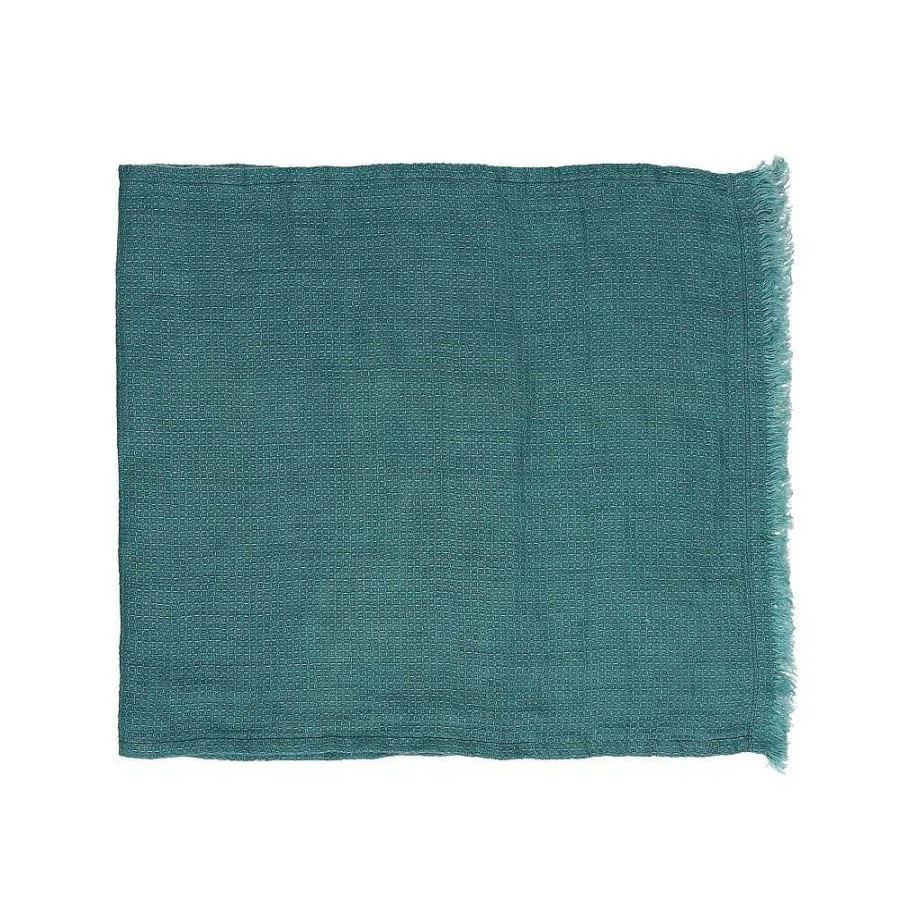 Pomax Ventoux - Tafelkleed / Plaid - Linnen - L 250 X W 140 Cm - Teal | Tafellinnen