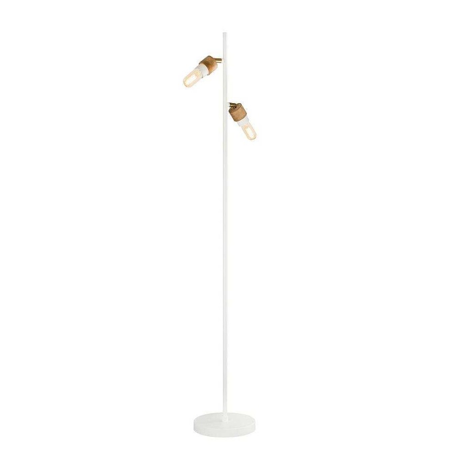 Pomax Susan - Staanlamp - Metaal / Mangohout - H 143 Cm - Wit | Staanlampen