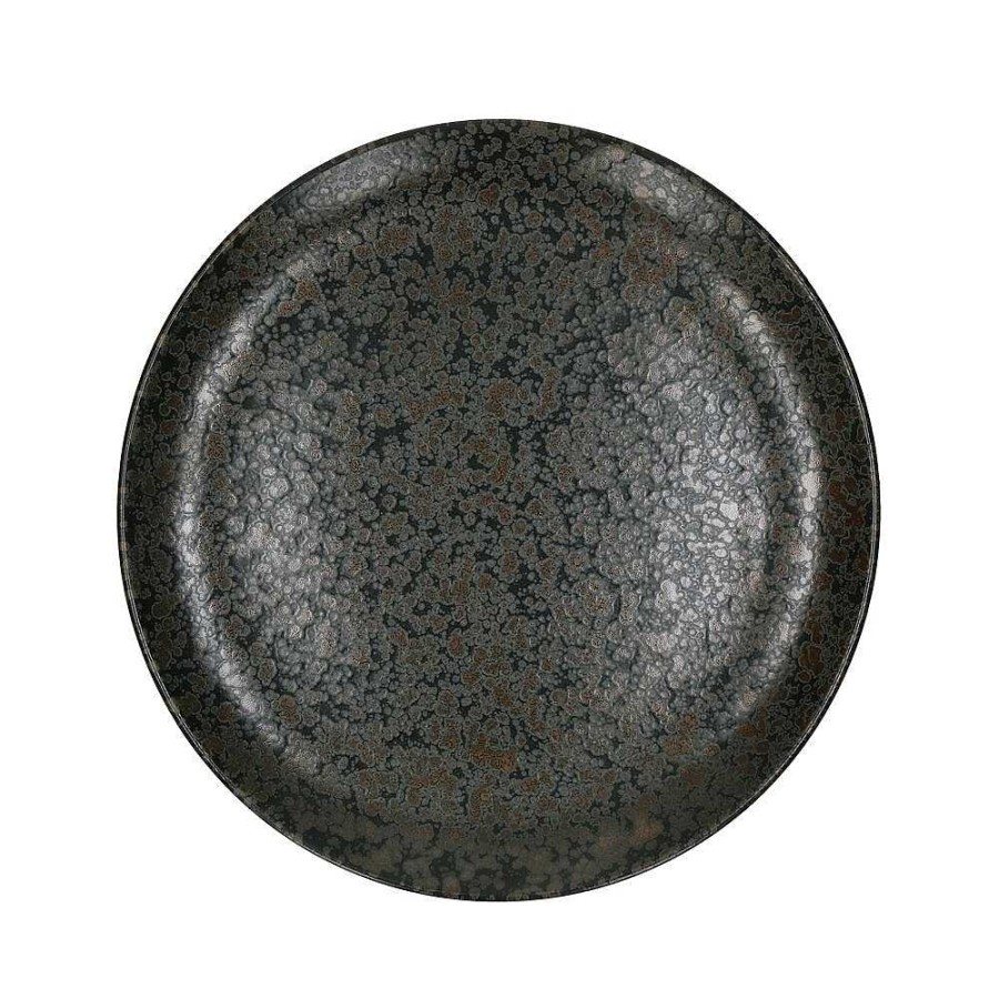 Pomax Basalt - Dessertbord - Steengoed - Dia 21,5 X H 2,1 Cm - Zwart | Servies