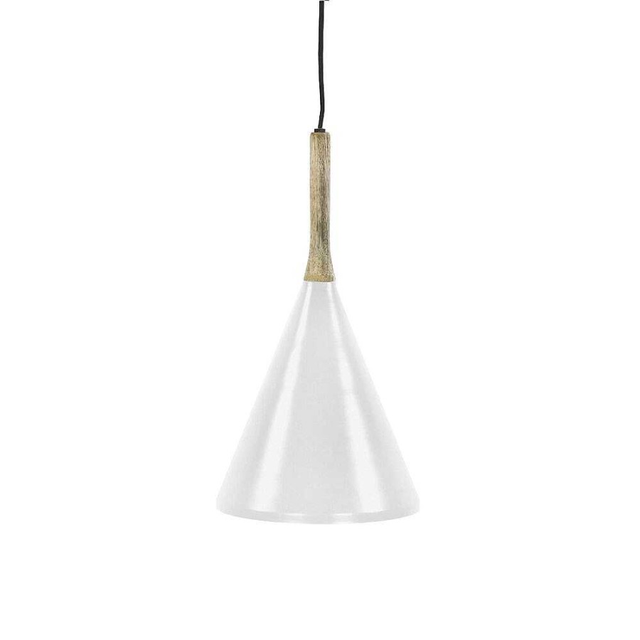 Pomax Brampton - Hanglamp - Metaal / Mangohout - Dia 25 X H 42 Cm - Wit | Hanglampen