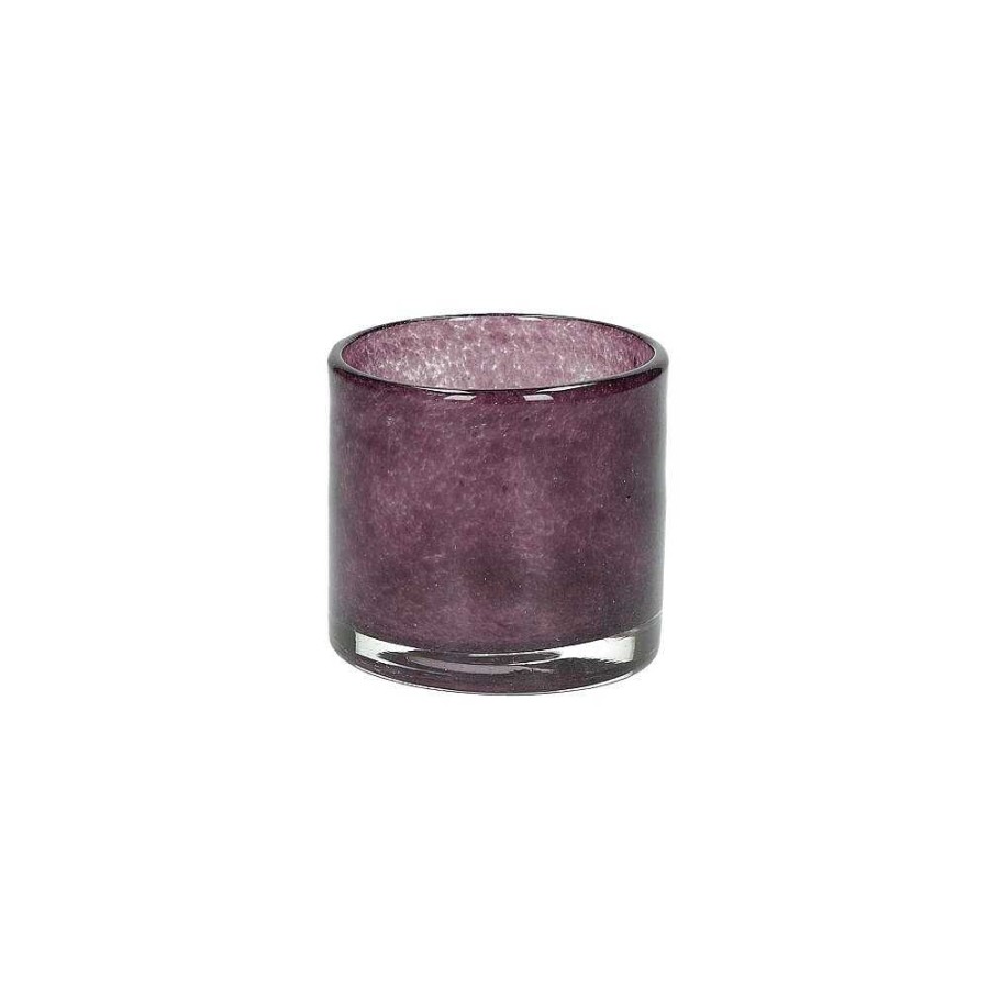 Pomax Sklo - Theelichthouder - Glas - Dia 6 X H 6 Cm - Aubergine | Windlichten / T-Lichten