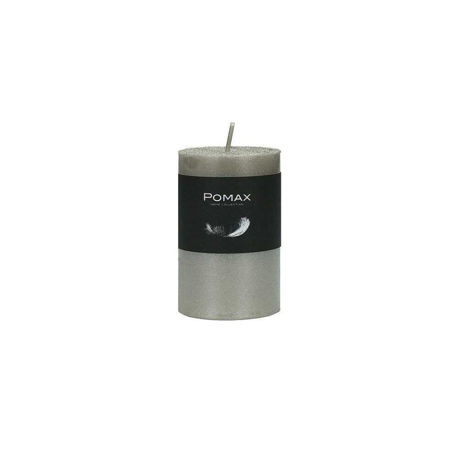 Pomax Candle - Kaars - Paraffine Wax - Dia 5 X H 8 Cm - Zilver | Kaarsen