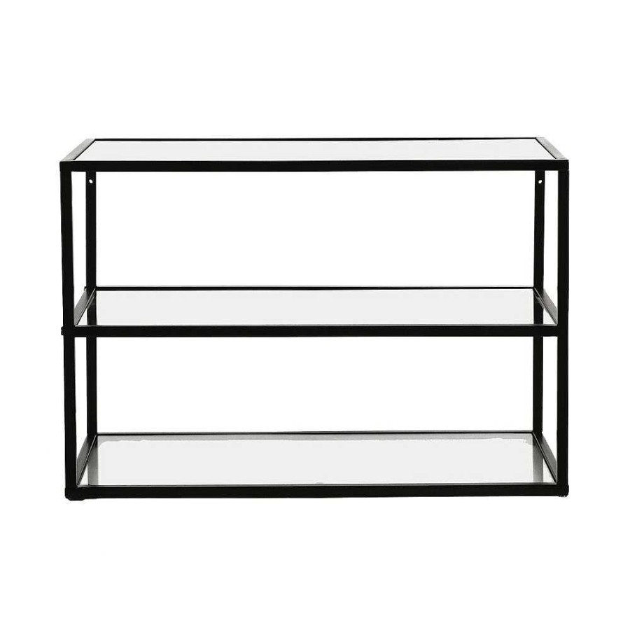 Pomax Eszential - Rek - Metaal / Glas - L 60 X W 30 X H 40 Cm - Zwart | Wandrekken