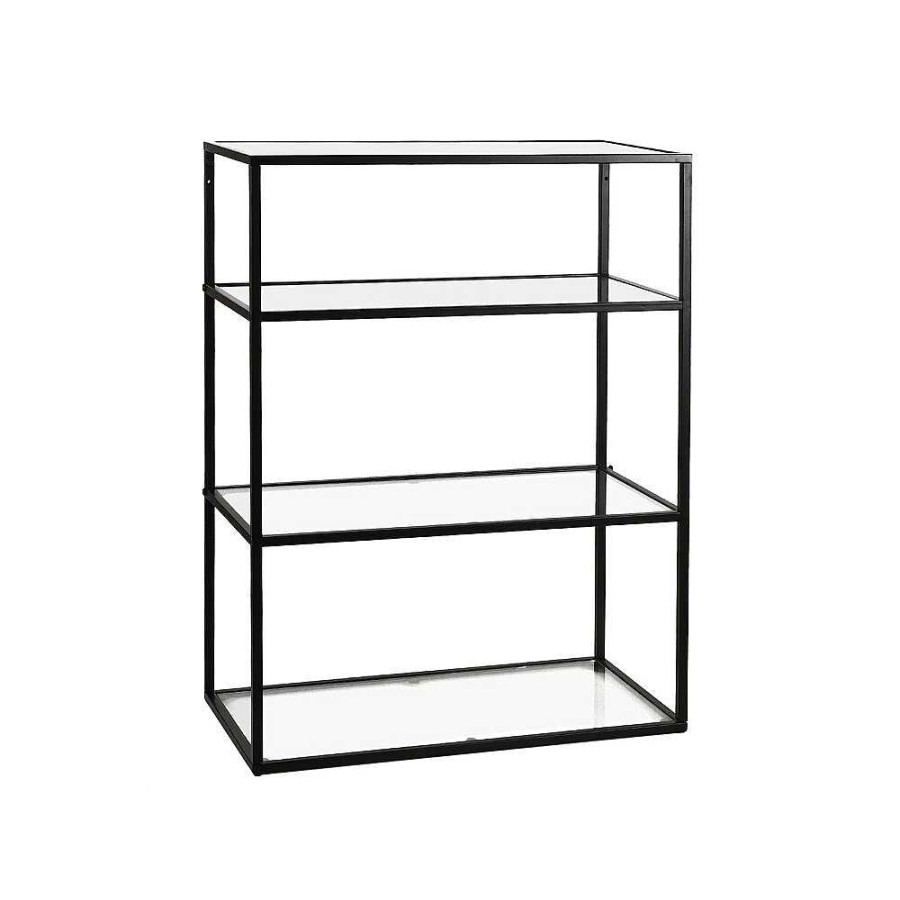 Pomax Eszential - Rek - Metaal / Glas - L 60 X W 30 X H 80 Cm - Zwart | Rekken / Schappen