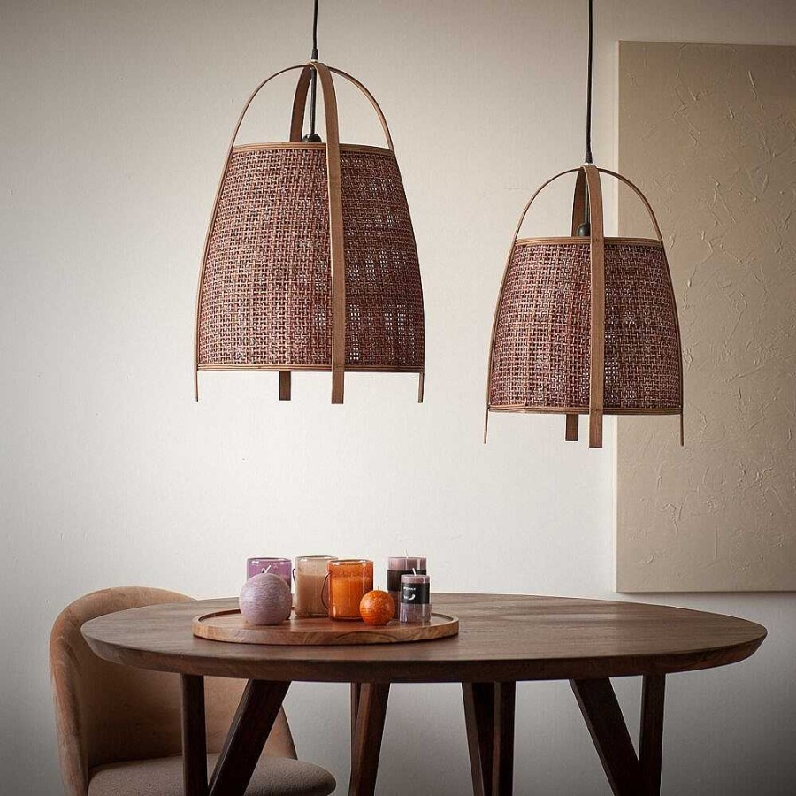 Pomax Minos - Hanglamp - Bamboe - Dia 33,5 X H 48,5 Cm - Roest | Hanglampen