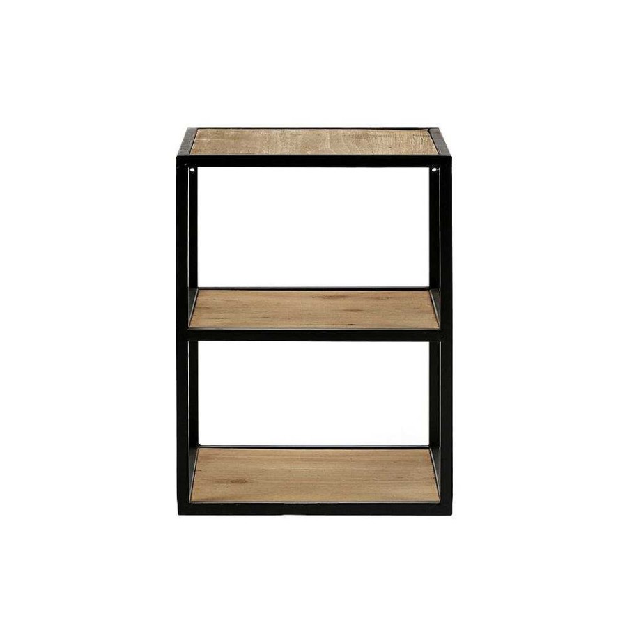 Pomax Eszential - Rek/Bijzettafel - Hout - Metaal / Hout - L 30 X W 30 X H 40 Cm - Naturel/Zwart | Wandrekken