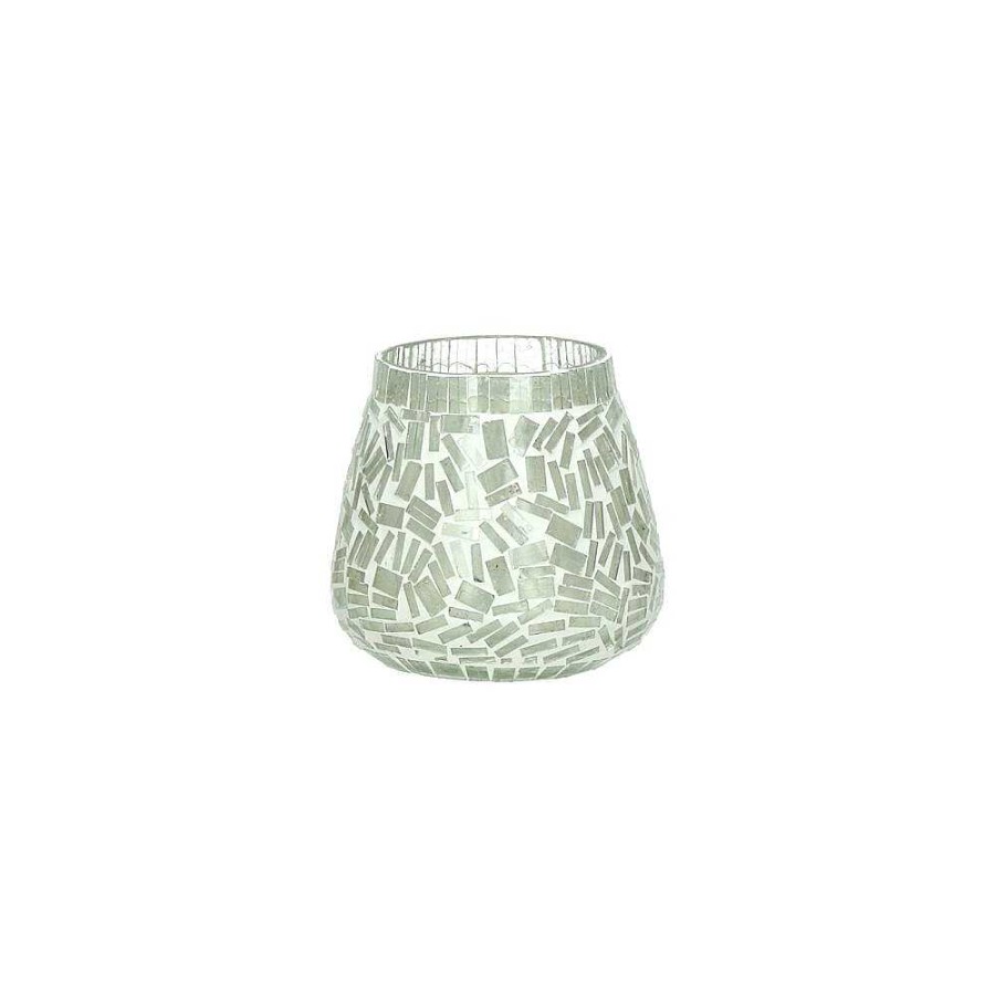 Pomax Olaf - Windlicht - Glas - Dia 9 X H 9 Cm - Wit | Windlichten / T-Lichten