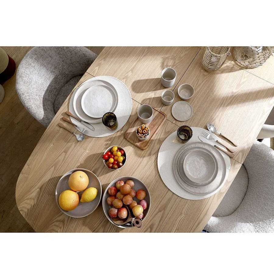 Pomax Eckoo - Set/4 Placemats - Katoen - Dia 38 Cm - Wit | Tafellinnen