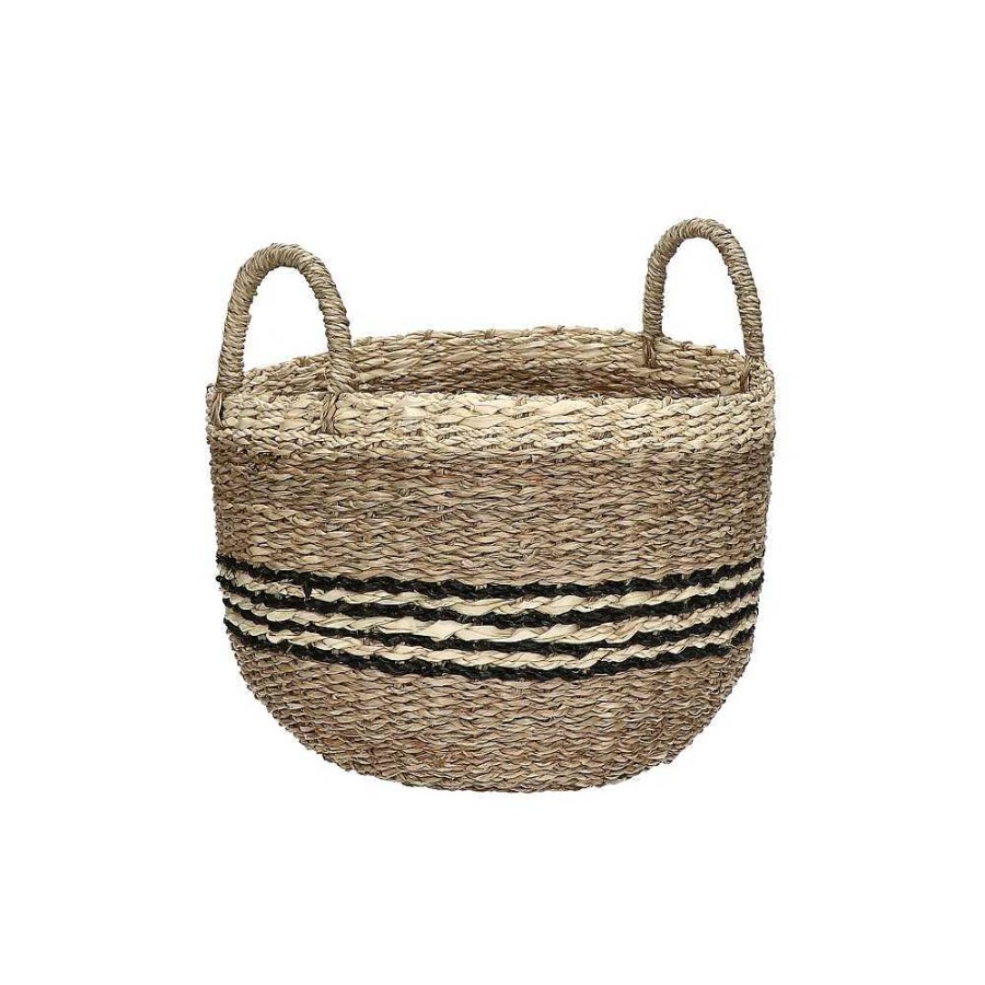 Pomax Grace - Set/3 Manden - Zeegras / Palm Blad - Dia 27/30/33 X H 26/29/32 Cm - Mix Van Kleuren | Schalen & Manden