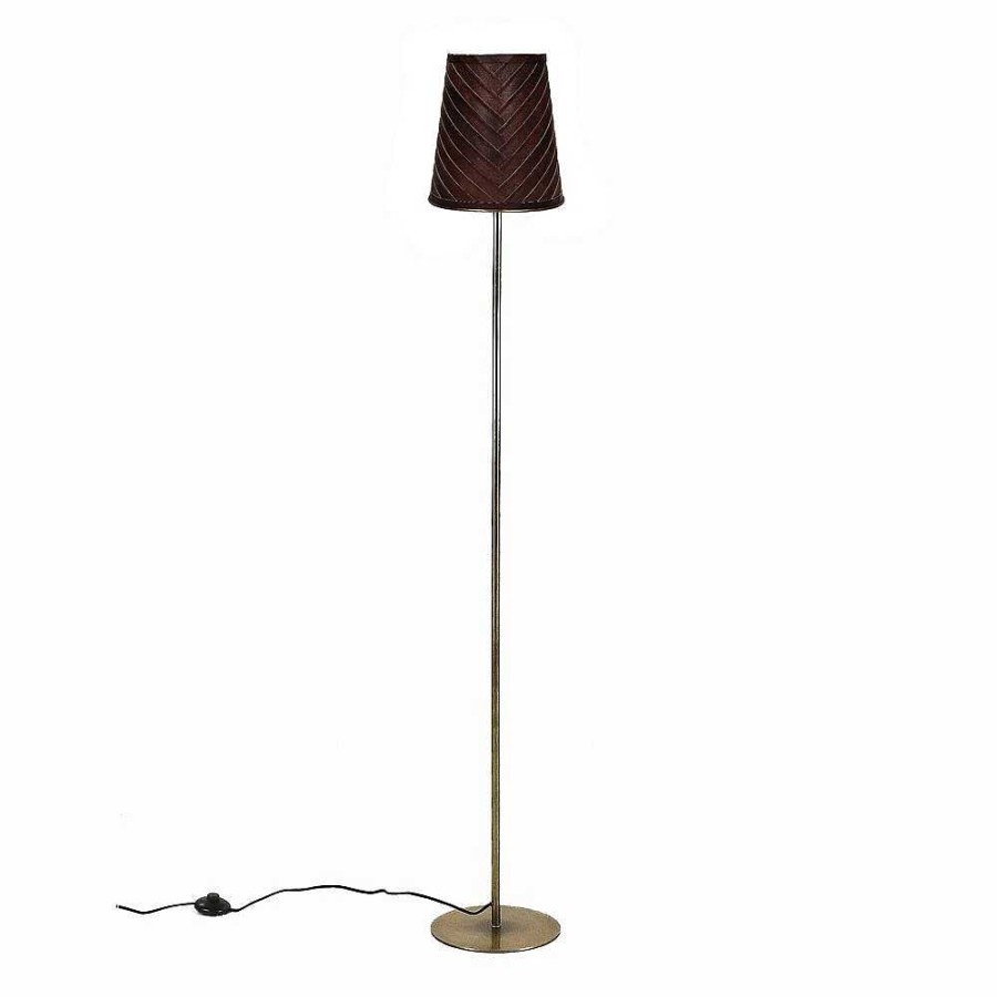 Pomax Cinette - Vloerlamp - Metaal / Leder - Dia 25 X H 155 Cm - Chocolade | Staanlampen