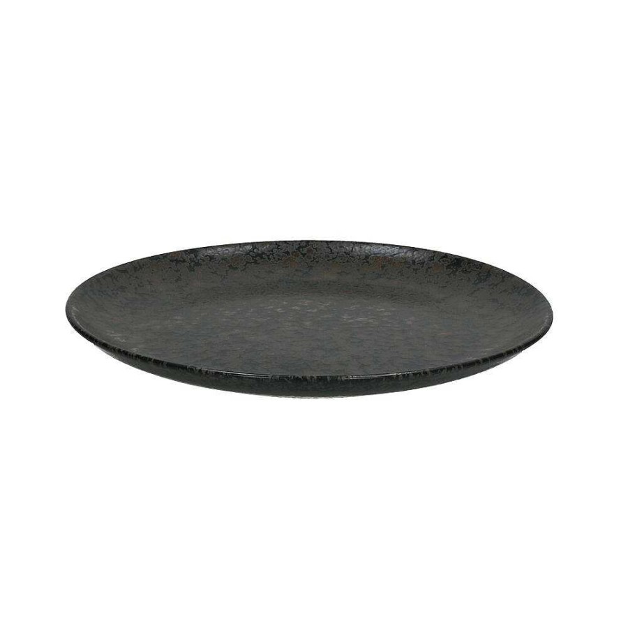 Pomax Basalt - Dessertbord - Steengoed - Dia 21,5 X H 2,1 Cm - Zwart | Servies