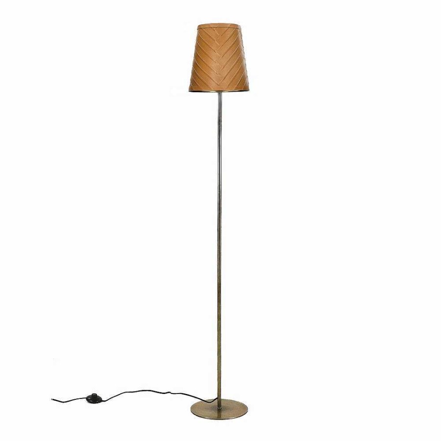 Pomax Cinette - Vloerlamp - Metaal / Leder - Dia 25 X H 155 Cm - Latte | Staanlampen